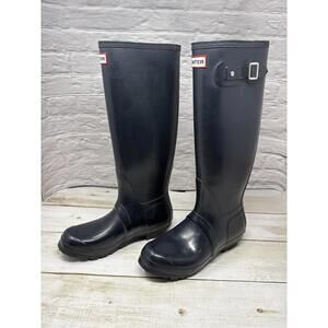 Hunter Boots Womens 8 Men’s 7 Original Tall  Waterproof Rain Black Rubber Men’s